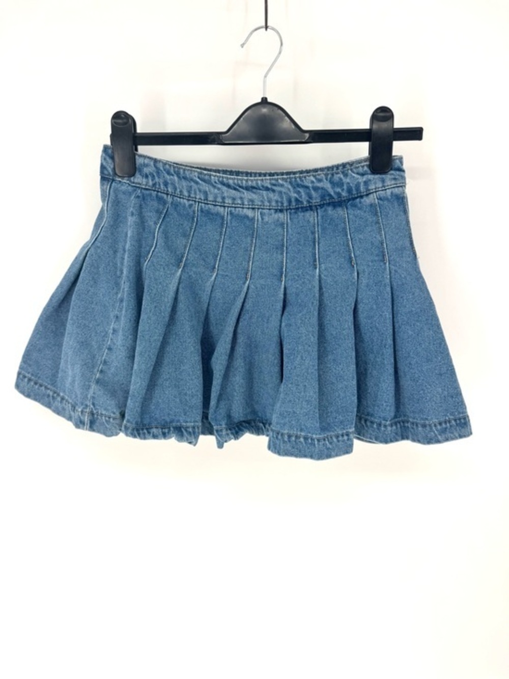 Forever 21 whimsy festival Wester Blue Pleated Denim Skater Mini Skirt